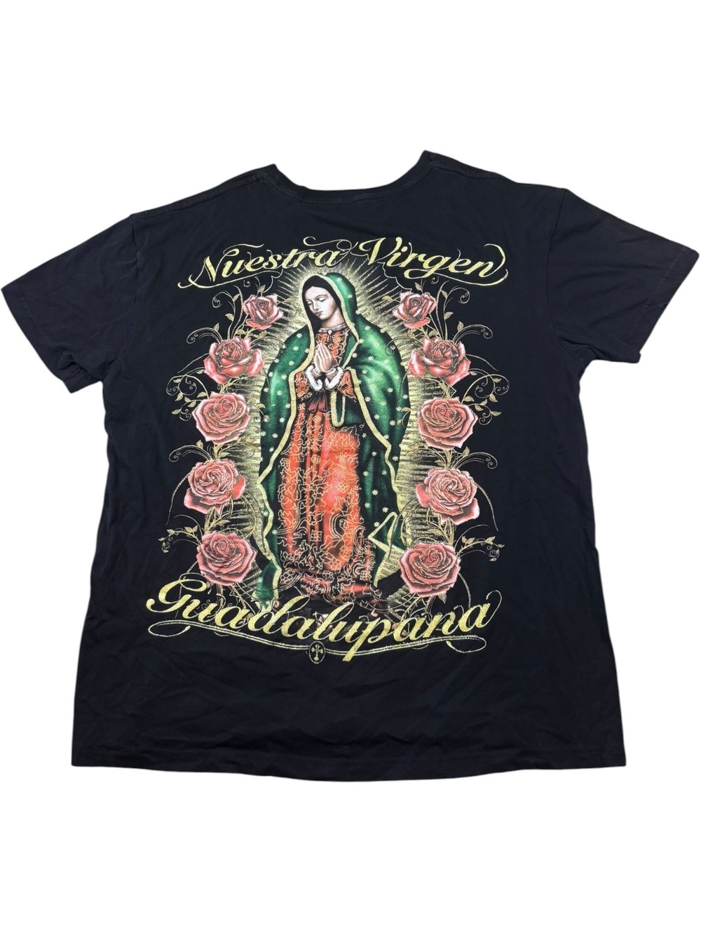 Nuestra Virgen Guadalupana Virgin Mary Rose Y2K Tee Black